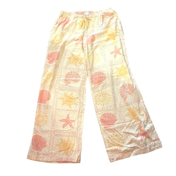 NWT Cali 1850 Womens XL Linen Blend Pants Elastic Pull On Beachy Coastal Cottage - Picture 1 of 10